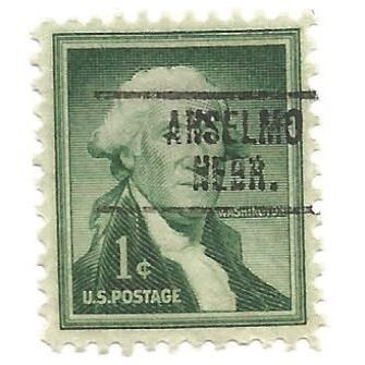 PRECANCEL -T&T ANSELMO, NEB 748 ON 1c LIBERTY