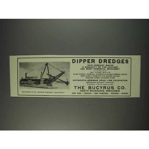 1910 Bucyrus 10-Yd Dipper Dredge Industry Ad