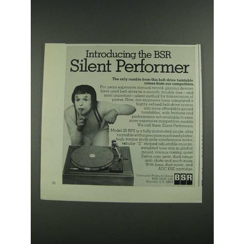 1975 BSR Model 20 BPX Turntable Ad - Silent Performer
