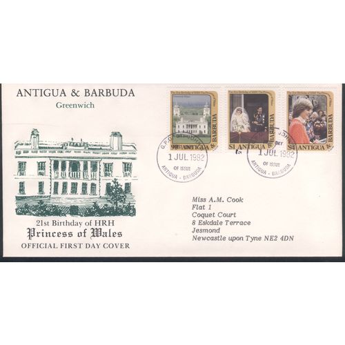 Antigua FDC 1982 - SG748/750 - 21st Birthday Of Princess Of Wales