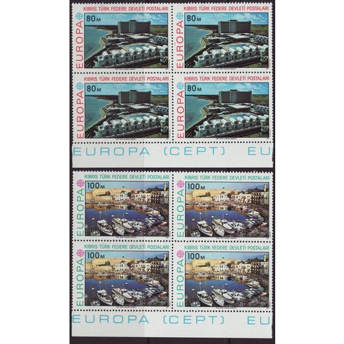 Northern Cyprus 1977 SG 49-50 UMM Blocks of 4 - Europa/CEPT (G-120 (1))