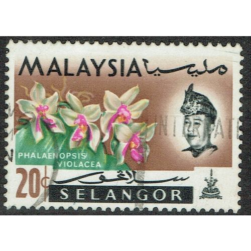 Selangor 1965 Flowers 20c Multicoloured SG142 FU