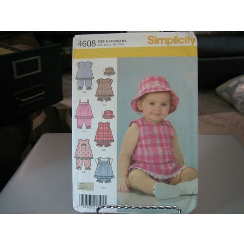 Simplicity 4608 Babies Top, Pantaloons, Panties & Hat Pattern - Size XXS (NB)