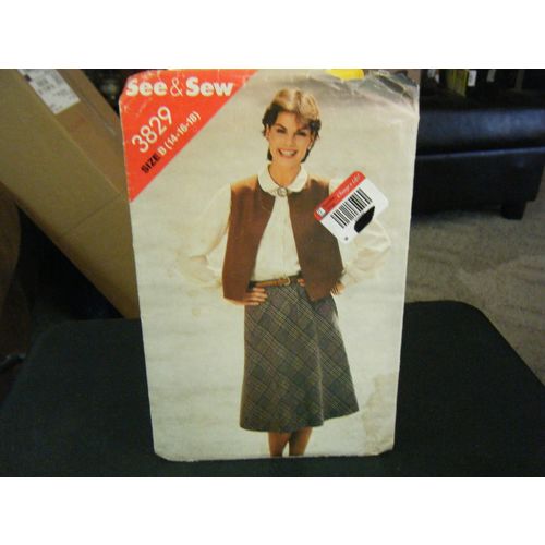 Butterick See & Sew 3829 Misses Vest & Skirt Pattern - Size 14/16/18