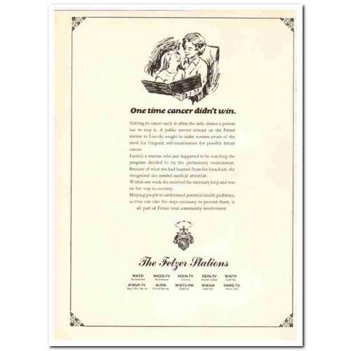 FETZER STATIONS 1973 KOLN-TV Cancer television media vintage ad