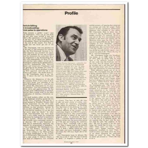 PROFILE 1973 Leonard Giarraputo Post-Newsweek Station vintage article