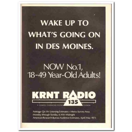 KRNT RADIO 1973 Des Moines IA Cowles Communications Station vintage ad