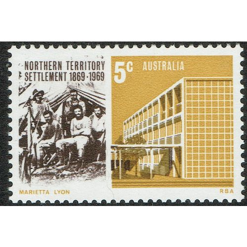 Australia 1969 Centenary Northern Territories 5c Brown Olive and Ochre SG437 UM