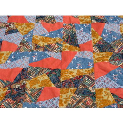 Crazy Throw Quilt 45x54 Tapestry Cotton Chintz Patchwork Handmade Quiltpolice