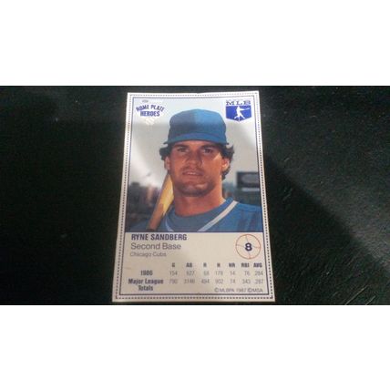 1987 Kraft Dinners Home Plate Heroes Card # 08 Ryne Sandberg Ex (5) Chicago Cubs