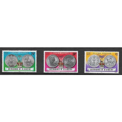 ST VINCENT GRENADINES 1977 SILVER JUBILEE SG 93 / 95 SET 3 VALS M MINT