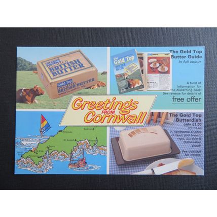 Gold Top Butter, Greetings From Cornwall, Advertising Postcard