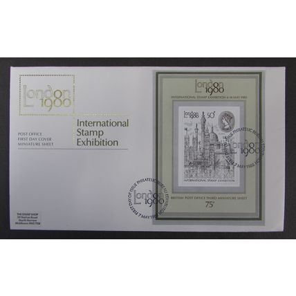 POST OFFICE - LONDON 1980 INTERNATIONAL STAMP EXHIBITION M/S FIRST DAY COVER (a)