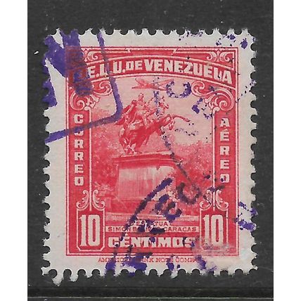 VENEZUELA 1940 STATUE OF BOLIVAR AT CARCACAS 10c RED SG627 FINE USED#2
