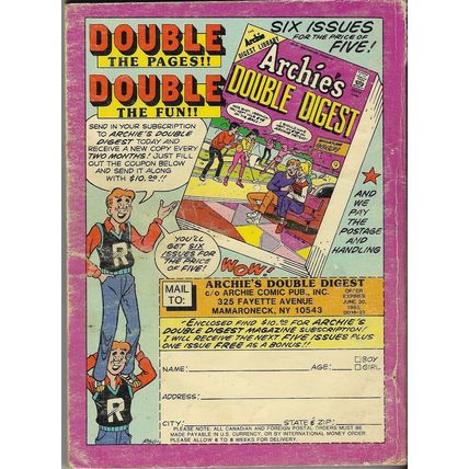 Archie’s Double Digest Magazine Comic Book #17 July 1985 Archie Digest Library