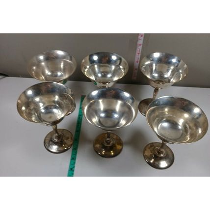 set of 6-5 1/2 inch silver plated cocktail glasses made in india
