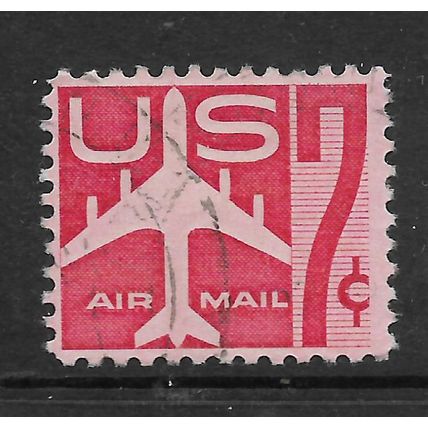 USA 1958 AIR 7c RED SILHOUETTE OF JET AIR LINER SG A1112 FINE USED#