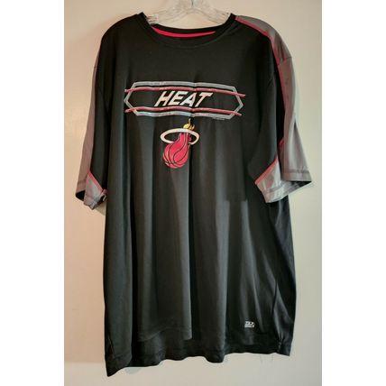 NBA Miami Heat TX3 Cool 100% Black Polyester Short Sleeve Shirt Size 2XL