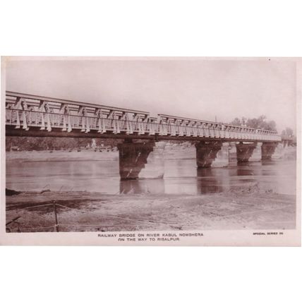 Pakistan Railway Bridge On River Kabul Real Photo Postcard