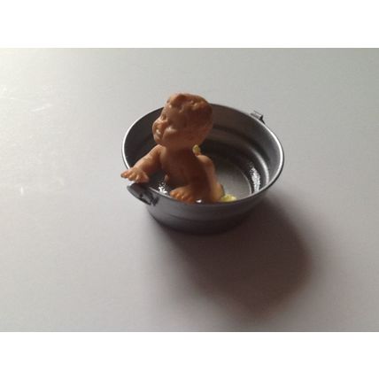 Baby Climbing out of a Tin Bath 1:12th Dolls House Miniature