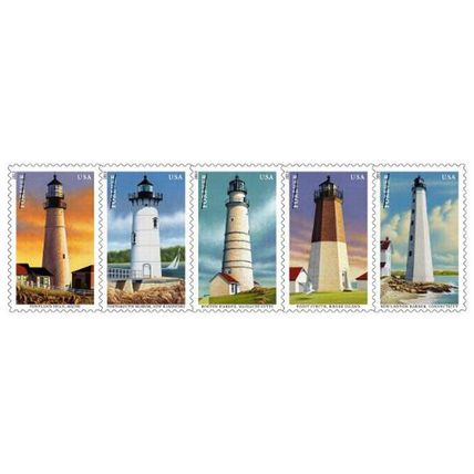 New England Coastal Lighthouses Sheet of 20 Current Rate Stamps Scott 4791-95