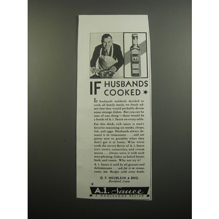 1933 A.1. Sauce Advertisement - If husbands cooked
