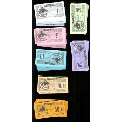 Used Paper Money (Only): Monopoly Vancouver Canucks