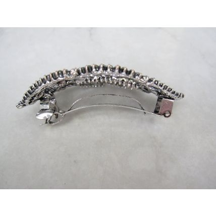 Blue gray silver leaf crystal hair clip barrette bridal hair clip