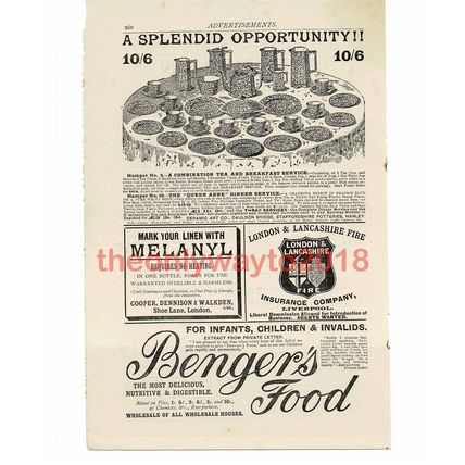 Tea, Dinner & Breakfast Services, Advert, Book Illustration (Print), 1892