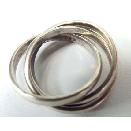 Vintage Three Band Triple Rolling 925 Silver Size 5 Ring Band 5.44g 3mm Wide