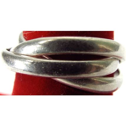 Vintage Three Band Triple Rolling 925 Silver Size 5 Ring Band 5.44g 3mm Wide