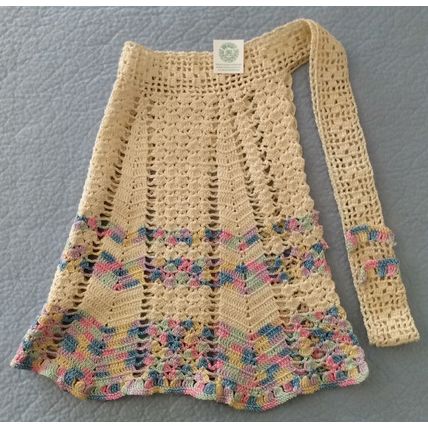 VINTAGE CREAM AND PASTEL CROCHETED APRON