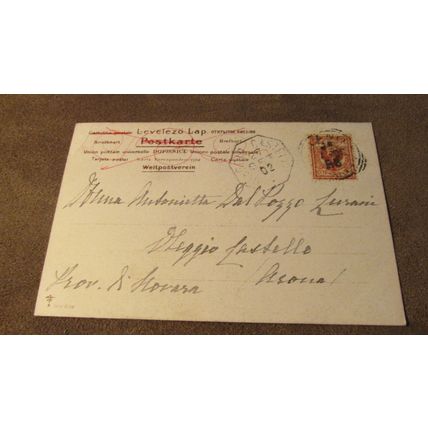 Early Italian Postcard - Pretty little girl & Butterfly