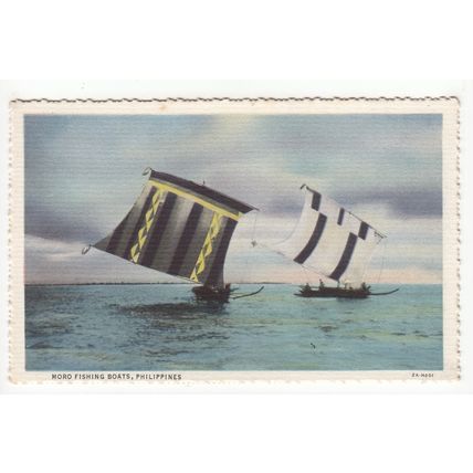 Moro Fishing Boats Philippines Postcard 401