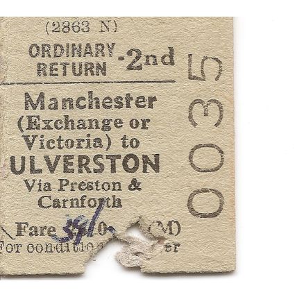 B.T.C. Edmondson Ticket - Manchester Exchange or Victoria to Ulverston