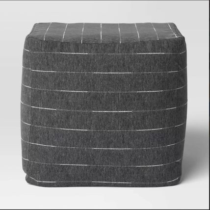 18"x18" Outdoor Patio Pouf Charcoal Dash - Threshold