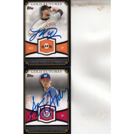 MADISON BUMGARNR & STEPHEN STRASBURG AUTO 2012 GIANTS & NATIONALS WORLD CHAMPION