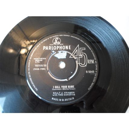 7".1963,BILLY J KRAMER & DAKOTAS.BAD TO ME. PARLO 5049.I CALL YOUR NAME.EXCELLEN