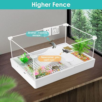 Turtle Tank Aquarium, Tank Terrapin Lake with Water Pump for Pet Turtle Reptile