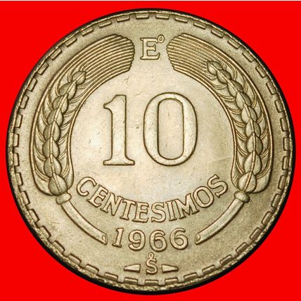 Ⰶ CONDOR (1960-1970): CHILE★ 10 CENTESIMOS 1966 MINT LUSTRE★LOW START★NO RESERVE