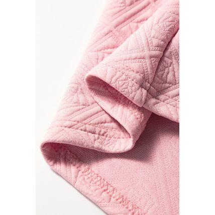 Light Pink Pearl Embellished Flower Textured T Shirt