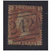 1858/79 1D RED PLATE (87) CORNER LETTERS(K.I) F/U CDS