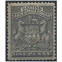 Rhodesia 1892 SG1 1d Black Mounted Mint