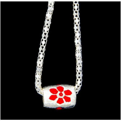 Fine Red Flower Silver Plated Charm Pendant Necklace Chain Jewellery 1630