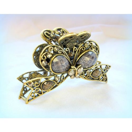 Sale Retro Fashion Grey Crystal Rhinestone Hair Clip Claw Grip Jewellery 2166