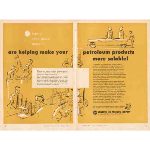 universal oil products company 1956 help petroleum products vintage ad