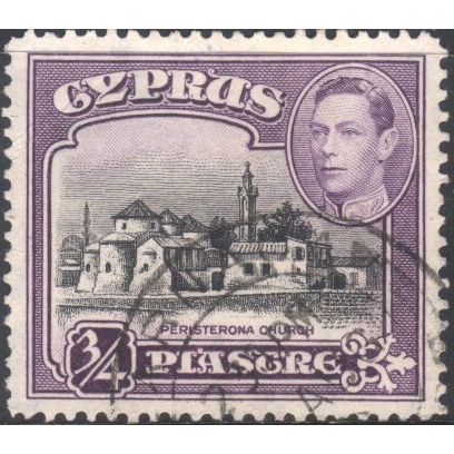 Cyprus 1938 - SG153 - 3/4pi black & violet - Peristerona Church - used