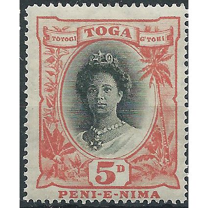 Tonga 1921 SG60 5d Black & Orange-Vermillion Mounted Mint..