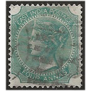 India 1866 SG71 4a Blue-Green Good/Fine Used . ..