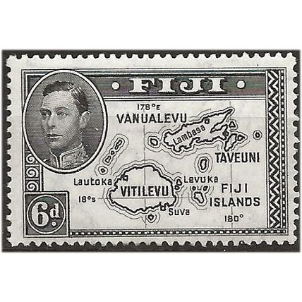 Fiji 1940 SG261 6d Black Die II Mounted Mint . .. .
